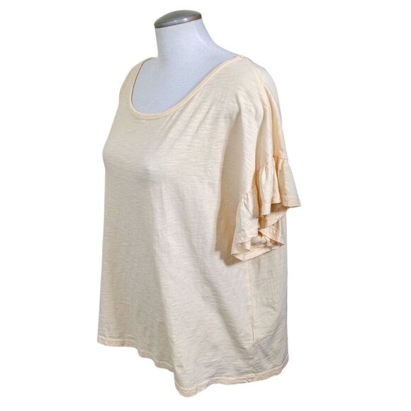 Jane Delancey Womens Top Size XL Peach Pastel Orange Ruffle Short Sleeve Cotton - Picture 4 of 8